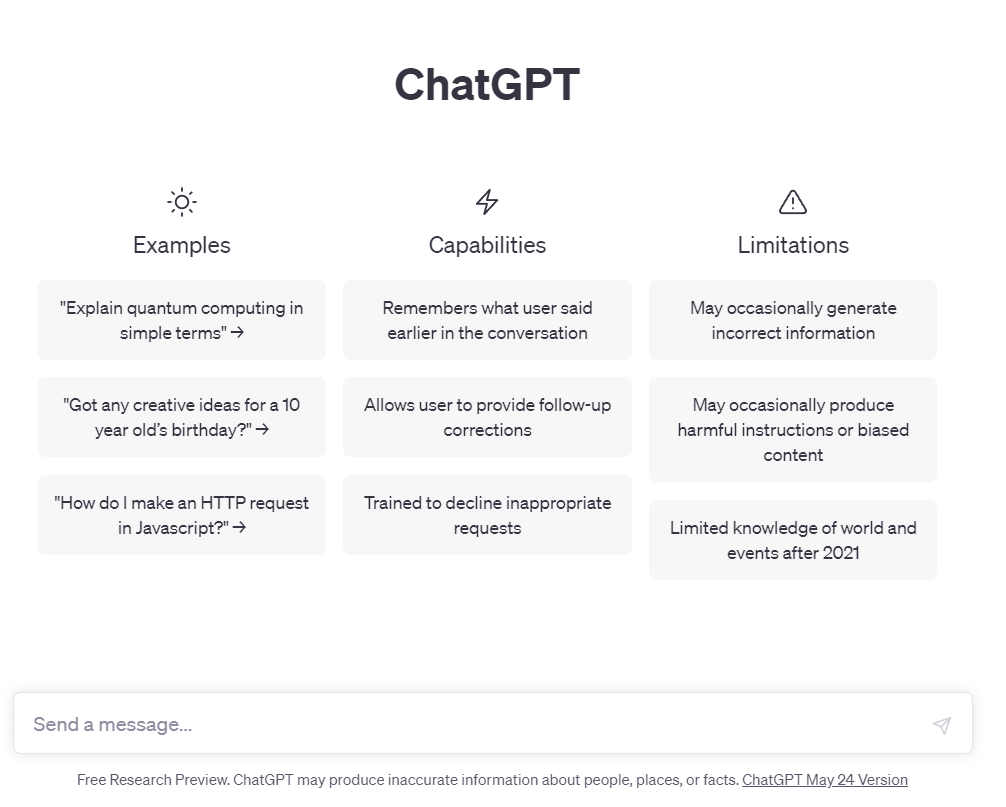 interfaccia di ChatGPT