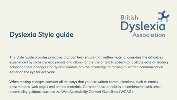 Copertina della versione inglese delle Linee Guida della British Dyslexia Association